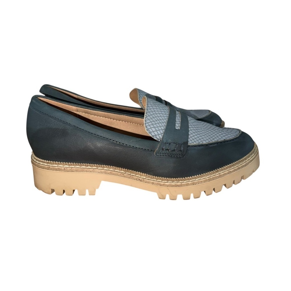 Crevo May Leather Navy Chunky Loafer Womens Size 7.5 - Picture 3 of 7